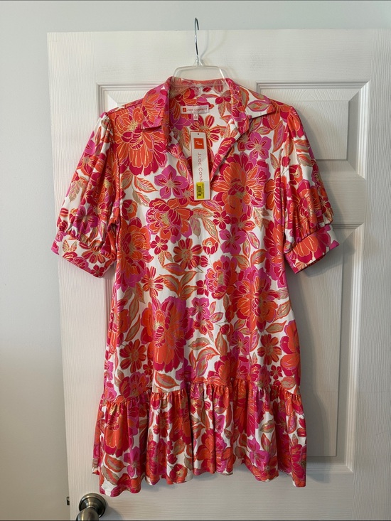 Jude Connally Dresses & Skirts - Jude Connally Pink & Orange Floral Mini Dress size S length 35” bust 36” new